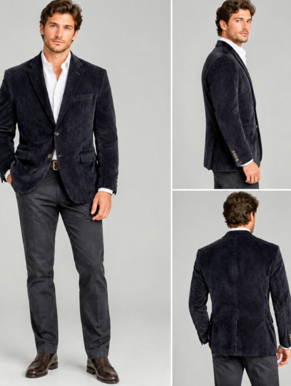 Sergio Martini Corduroy Blazer Men’s Size M Blue Sport Suit Coat Elbow Patches